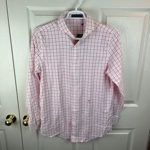 Men's G/Fore Tattersall Plaid Button Front Shirt Pink white Size Medium